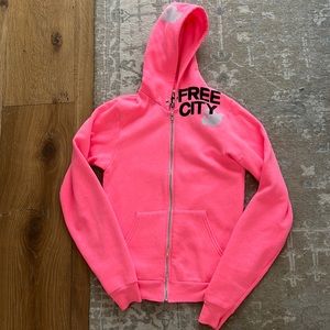 Neon Pink Free City Zip Up Jacket. Good condition. Size Small